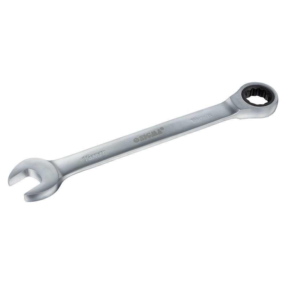 Ключ рожково-накидный трещеточный 19мм CrV satine SIGMA (6022191) Ровно - изображение 3