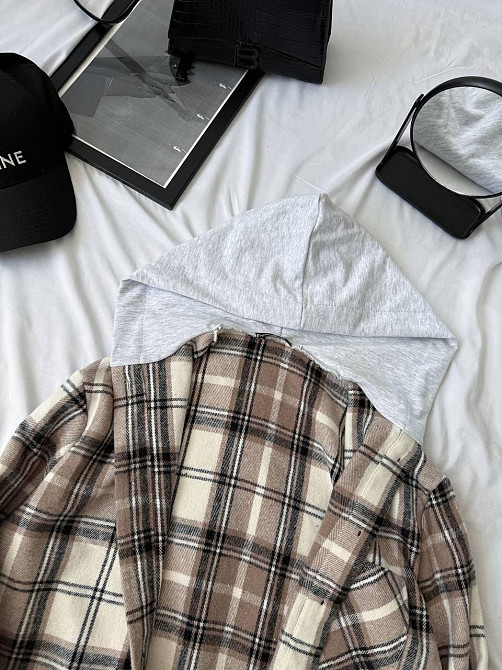 Женская оверсайз рубашка в клетку с капюшоном турецкий кашемир Одесса - изображение 2