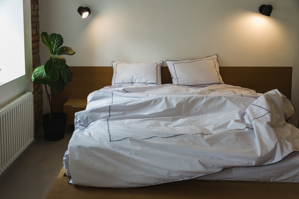 Ecotton Комплект постільної білизни Полуторний з вишивкою та кантом український хрестик Dark Bl Коломия - фото 10