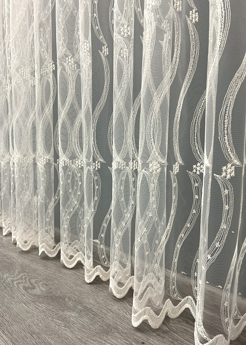 Тюль фатин с вышивкой и люрексом цвет молочный 2015т Киев - изображение 6
