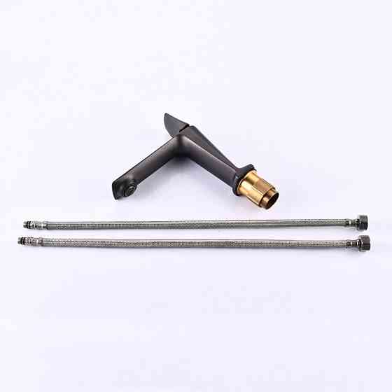 Смеситель для умывальника, однорычажный кран для раковины горизонтальный монтаж WanFan Черный, Латунь Каменец-Подольский