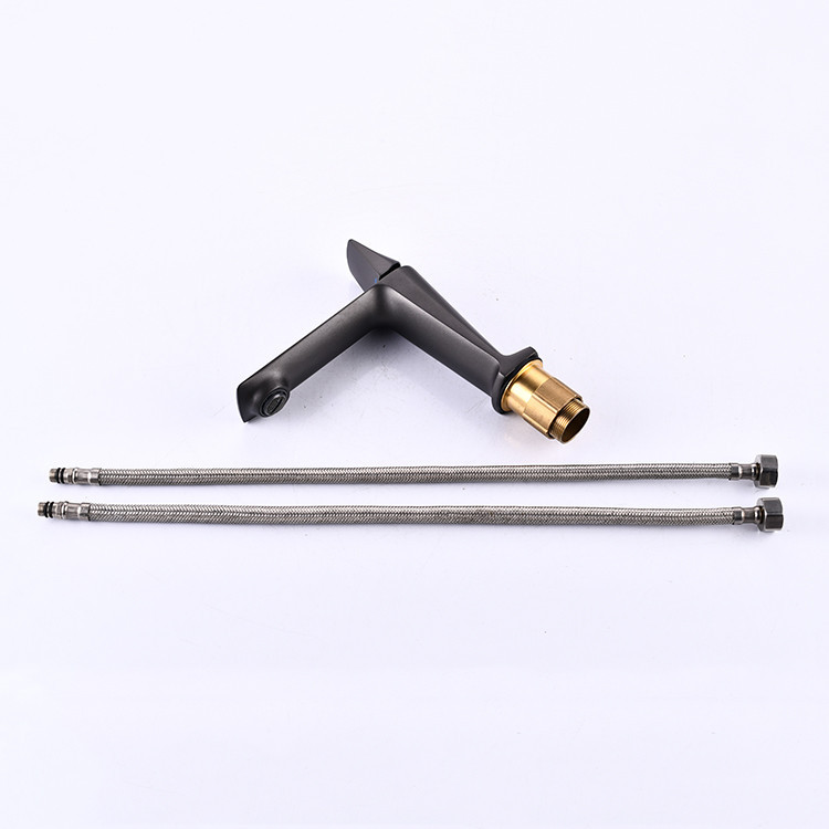 Смеситель для умывальника, однорычажный кран для раковины горизонтальный монтаж WanFan Черный, Латунь Каменец-Подольский - изображение 2