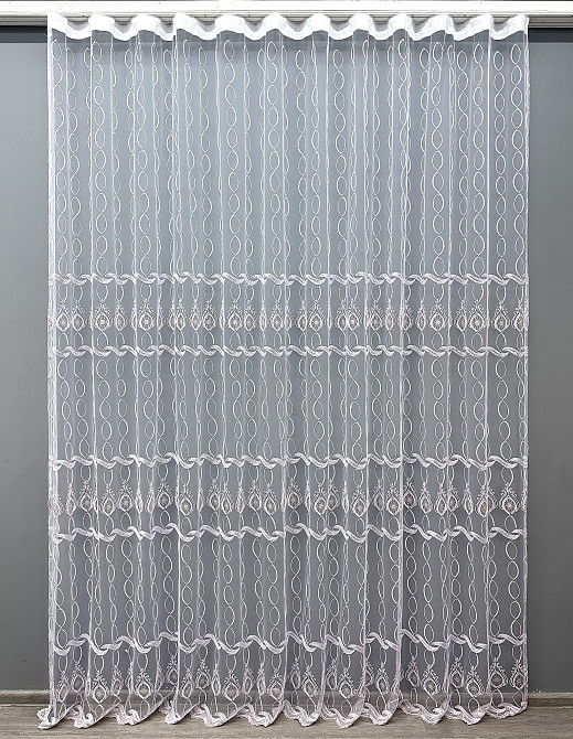 Тюль фатин с вышивкой и люрексом цвет белый с пудровым 1567т Киев - изображение 8