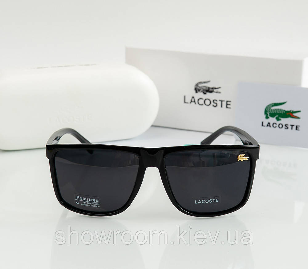 Мужские черные солнцезащитные очки с поляризацией Lacoste (0166) Киев - изображение 2