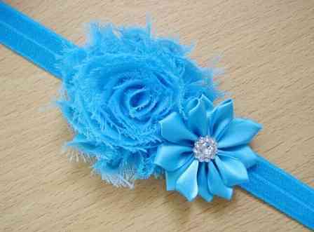 Повязочка на голову дитяча блакитна - декор 9см, розмір універсальний (на резинці) Київ