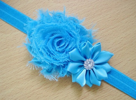 Повязочка на голову дитяча блакитна - декор 9см, розмір універсальний (на резинці) Київ - фото 1