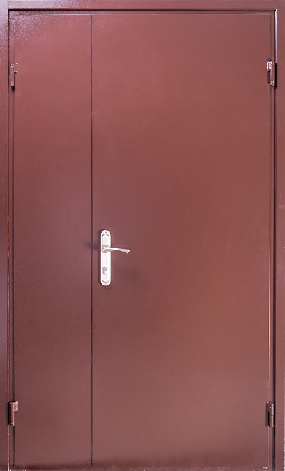 Двері Метал/ДСП+притвор, ПОЛУТОРНІ, Шагрень 8017 зовні, всередині ДСП 16 мм, товщина короба 80 мм, полотно 50 1200 Київ - фото 1