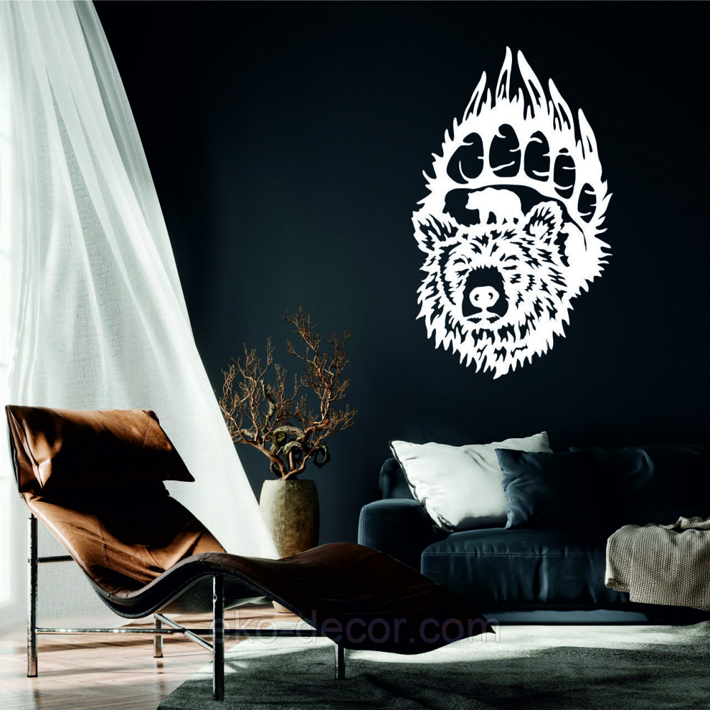 Настінне Панно «Ведмідь», Декор на стіну 50*32 см, Білий Київ - фото 1