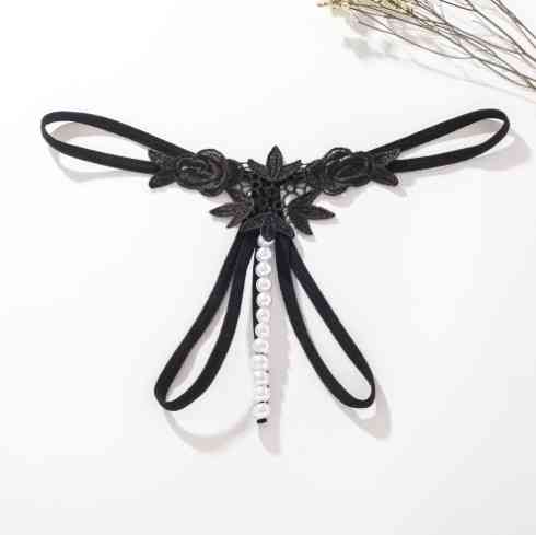 Трусики з доступом та трояндами чорні - розмір універсальний Київ