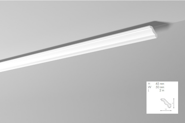 Карниз(плинтус) потолочный гладкий NMC , J  , 45х50x2000 мм Днепр - изображение 1