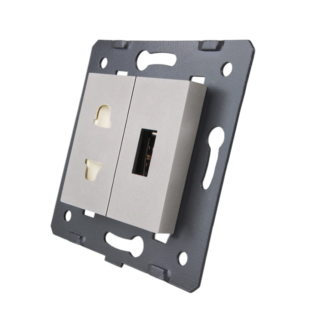 LIVOLO Розетка LIVOLO універсальна + USB зарядка 5V 2.1A, сіра, 16А 230В, з шторками, модуль (C Киев - изображение 2
