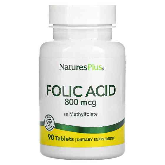 Метилфолат, Folic Acid, Nature&apos;s Plus, 800 мкг, 90 таблеток Київ