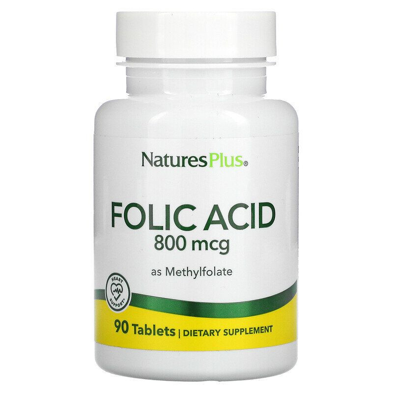 Метилфолат, Folic Acid, Nature's Plus, 800 мкг, 90 таблеток Київ - фото 1