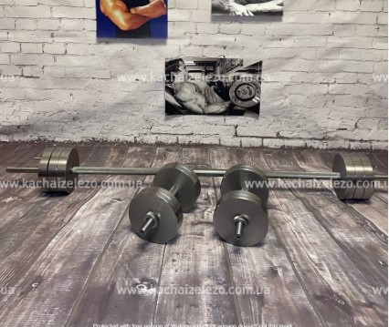 Набор 47 кг Штанга + Гантели металлические разборные 2 по 20 кг Гантели, гири, штанги и диски Киев - изображение 1