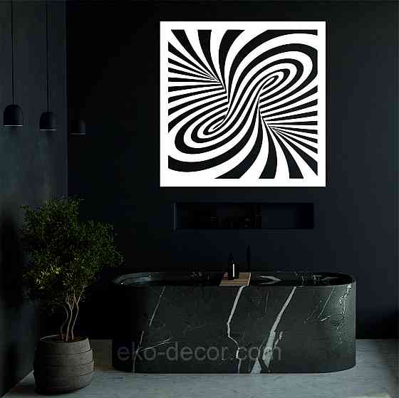 Декоративне настінне Панно «Ілюзія», Декор на стіну 90*90 см, Білий Київ