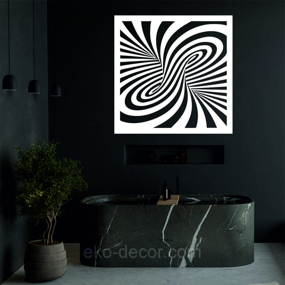 Декоративне настінне Панно «Ілюзія», Декор на стіну 90*90 см, Білий Київ - фото 2