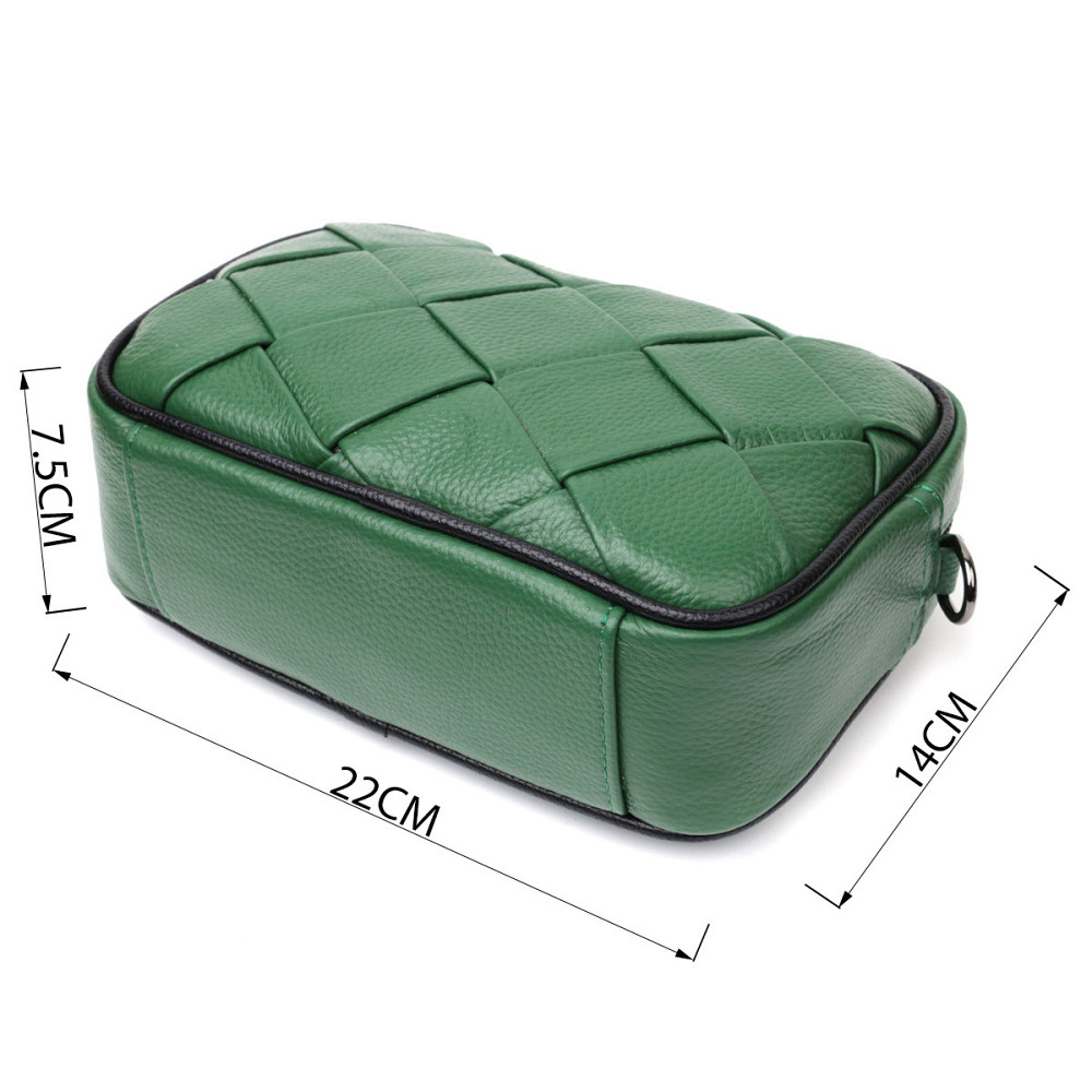 Интересная кожаная сумка с переплетами для стильных женщин Vintage 22410 Зеленая Киев - изображение 3