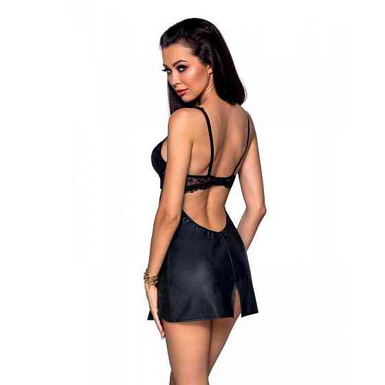 Бебі-дол з еко-шкіри та мережива Passion LOONA CHEMISE L/XL, black Sex Aura Київ