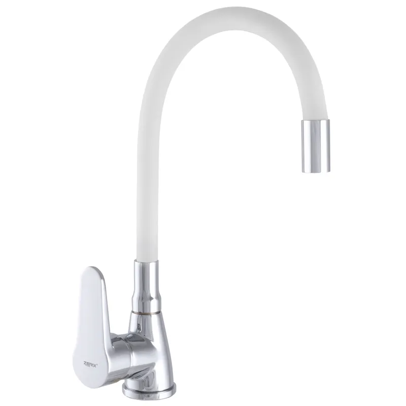 Кухонний змішувач Zerix SOP7 146 з білим гнучким виливом ZX2660 Харків - фото 1
