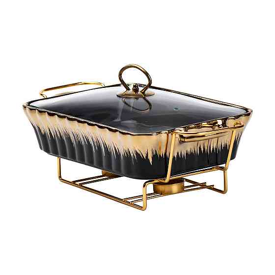 Настільний марміт для підігріву других страв 1,5-літровий квадратний порцелянаовий марміт HP1047 Київ