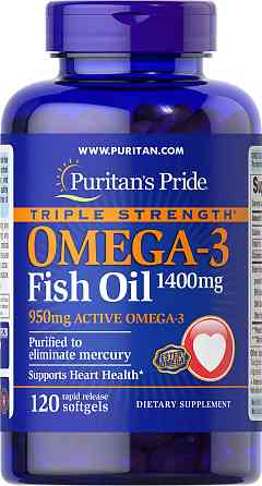 Омега-3 риб'ячий жир Puritan's Pride Omega-3 Fish Oil Triple Strength 1400 mg, 120 гелевих капсул Луцьк