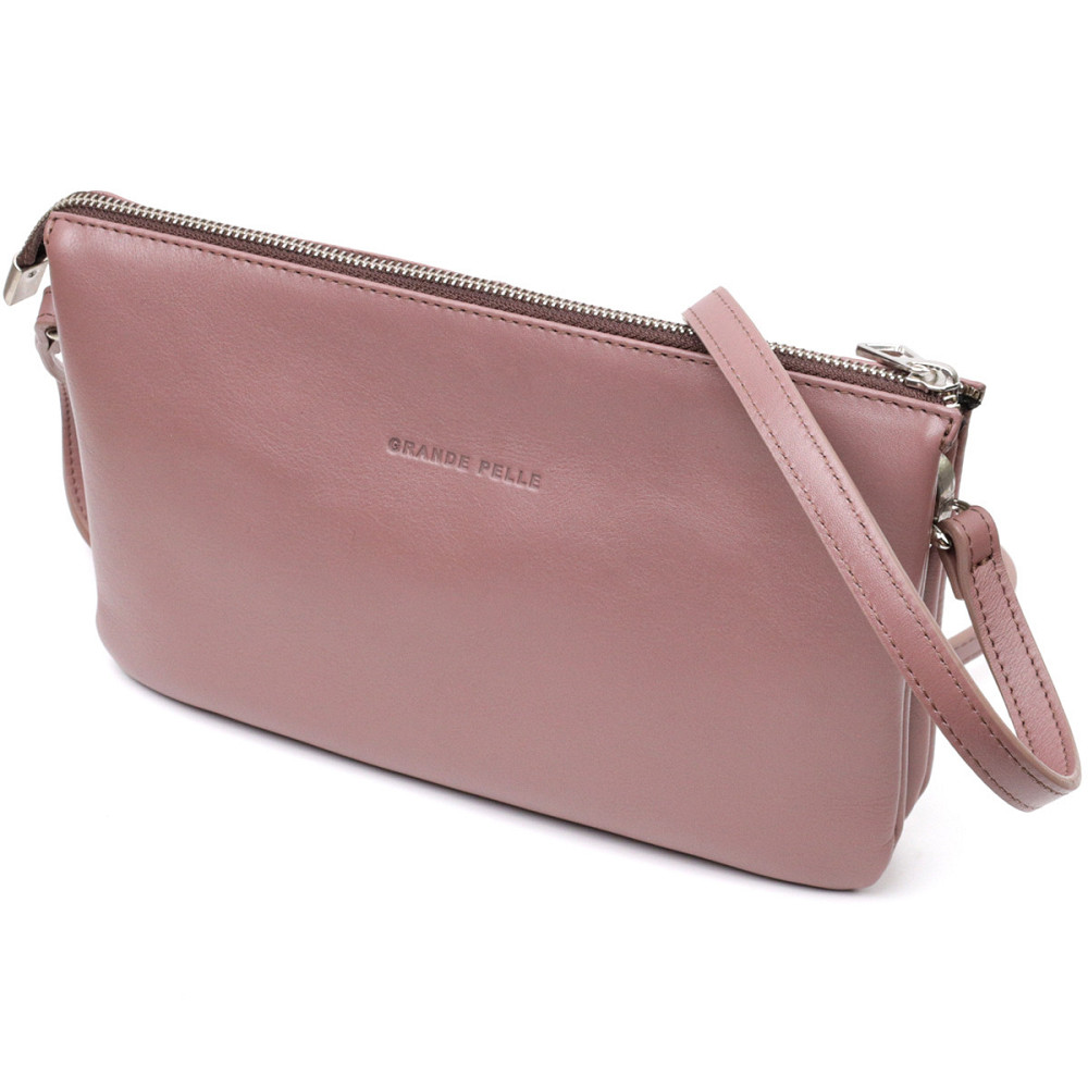 Красивый женский клатч из натуральной кожи GRANDE PELLE 11634 Пудровый Киев - изображение 1