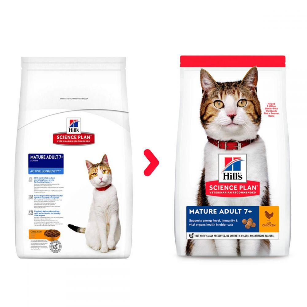 Сухой корм для кошек Хиллс Hills SP Mature Adult 7+ с курицей 1.5 кг для поддержания активности Винница - изображение 2