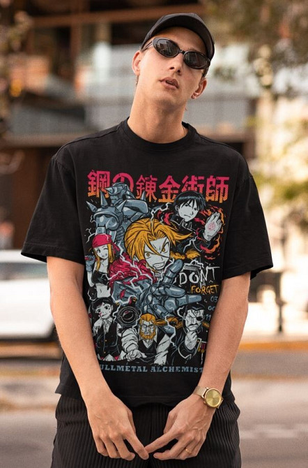 Футболка мужская аниме Стальной алхимик оверсайз (S/M/L) Черний AnimeJ1035 Днепр - изображение 10