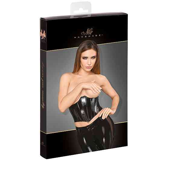 Корсет виниловый со шнуровкой Noir Handmade F211 черный, L Sex Aura Киев
