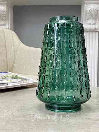 Ваза скляна 14*14*22,5 см "Маріо" зелене товсте скло Київ