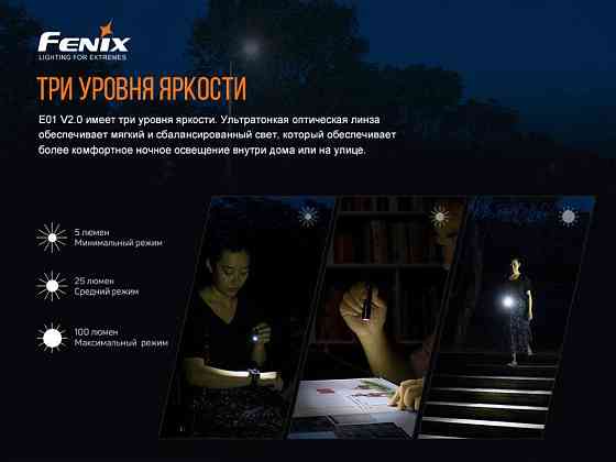 Ручний ліхтарик Fenix E01 V2.0 100лм 1хААА (Синій) Вінниця