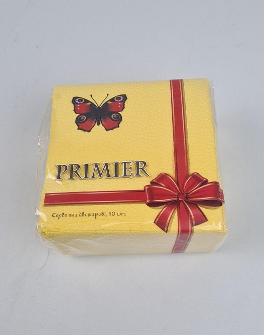 Одноразова Cалфетка 50лист Прем'єр 2-вух шарні Жовта 33х33 (10 пачка) Харків - фото 1