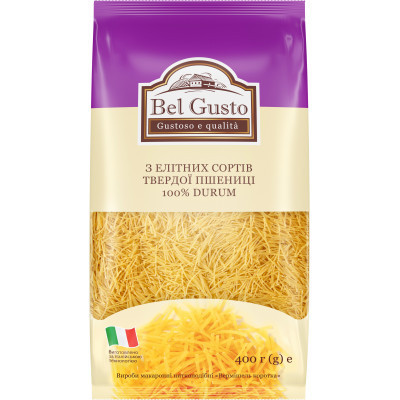 Макароны Bel Gusto Вермишель короткая 400 г (4820159849727) Винница - изображение 1