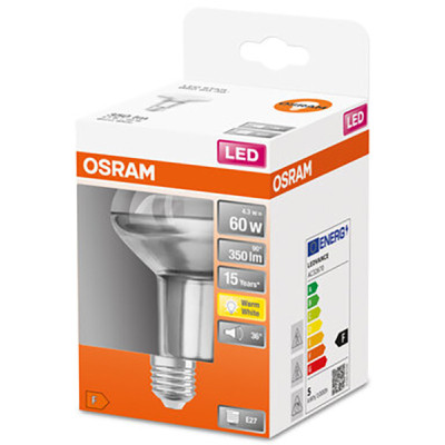 Лампочка Osram LED R80 60 4,3W/827 230V GL E27 (4058075433304) Винница - изображение 3