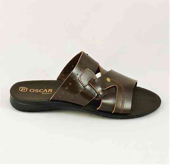 Мужские Шлёпанцы Тапочки Сланцы Коричневые Кожаные (размеры: 41,42,43,44) Днепр