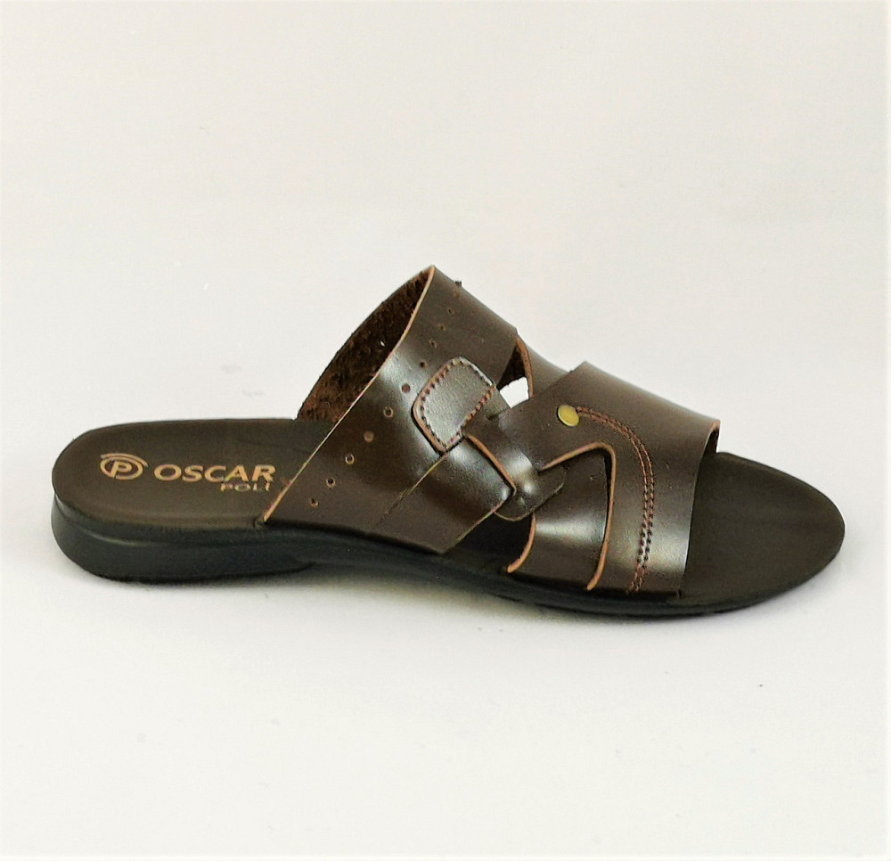 Мужские Шлёпанцы Тапочки Сланцы Коричневые Кожаные (размеры: 41,42,43,44) Днепр - изображение 3