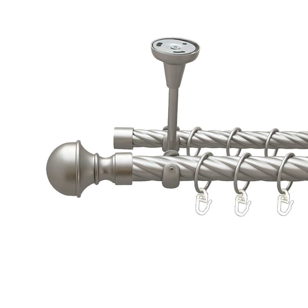 Карниз Orvit Бостон металевий дворядний відкритий до стелі скручена труба кільце металеве Сатин 25\19 мм 240 см (00-00024200) Львів - фото 1