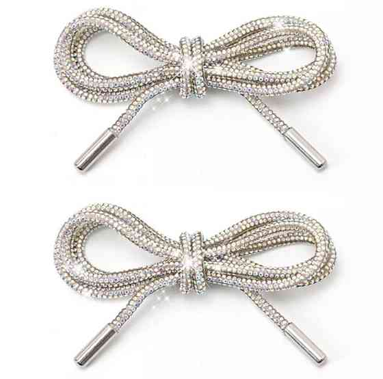 Шнурки зі стразами 2 шт Білий 90 см Сміла