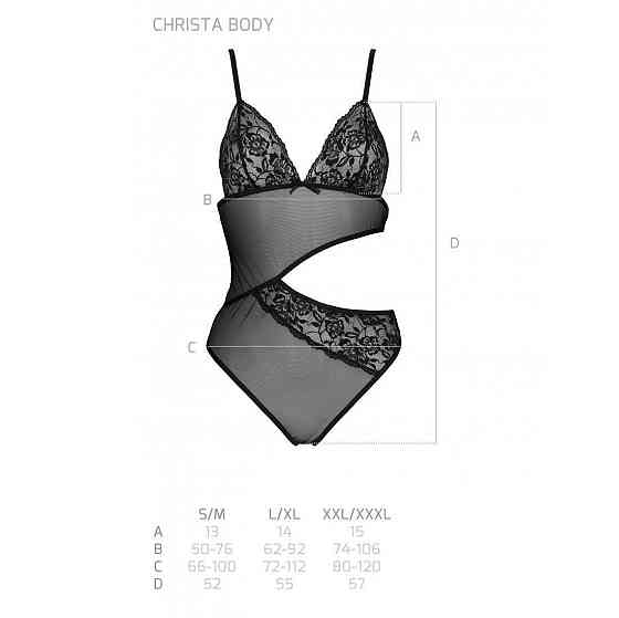 Боді з ажурним ліфом Passion CHRISTA BODY S/M, black Sex Aura Київ