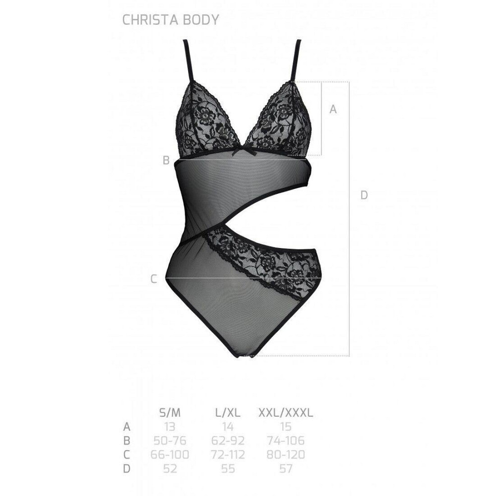 Боді з ажурним ліфом Passion CHRISTA BODY S/M, black Sex Aura Київ - фото 5