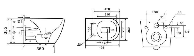 Унітаз підвісний Mixxus Premium ELLIPSE-0308-T3 GRAY 490x360x360mm система змиву TORNADO 3.0 (MP6654) Київ - фото 10