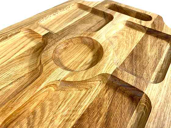 Деревянная тарелка прямоугольная из натурального дерева, закусочная тарелка 44х29х2,5 см Каменец-Подольский