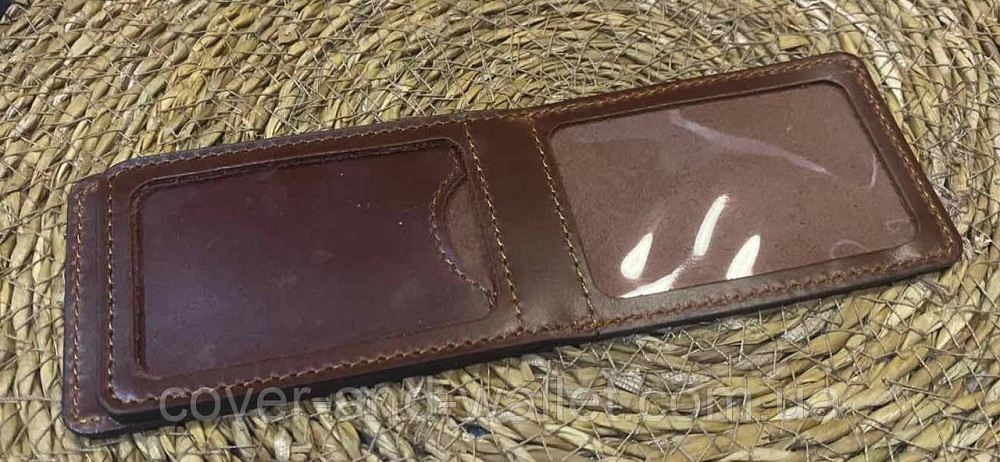 Шкіряна обкладинка на службове посвідчення на три відділення колір каштановий P-Leather Київ - фото 2