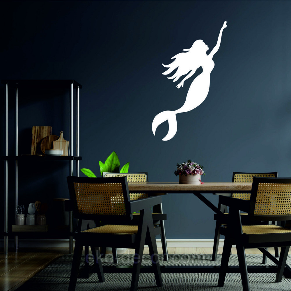 Декоративное настенное 3D Панно «Русалочка» Декор на стену с объемом 50*31 см, Белый Киев - изображение 3