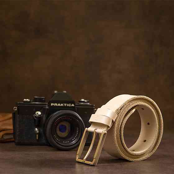 Кожаный ремень унисекс GRANDE PELLE 11450 Бежевый Киев