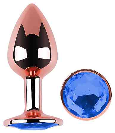 Анальная пробка с кристаллом EGZO - Rose Gold Round Plug Blue size S Sex Aura Киев