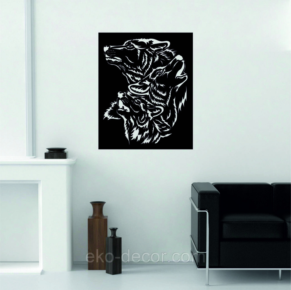 Декоративное настенное Панно «Волки» Декор на стену 70*56 см, Черный Киев - изображение 5