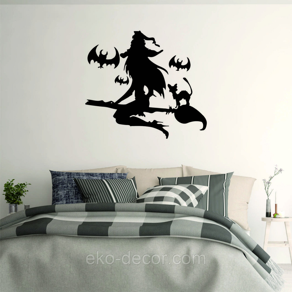 Декоративне настінне Панно «Відьма на мітлі», Декор на стіну 70*62 см, Чорний Київ - фото 6
