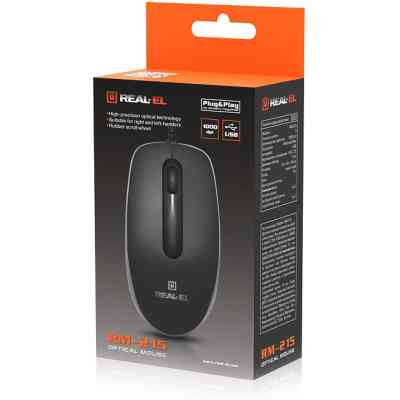 Мышка REAL-EL RM-215 USB Black/Gray (EL123200037) Винница