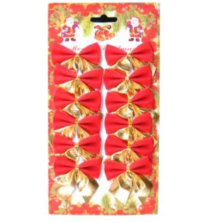 Банти для ялинки 12 штук 50 на 55 мм червоно-золотистий Київ